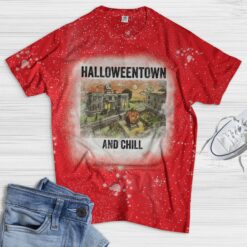 Halloweentown and chill Bleached shirt $19.95 red 1