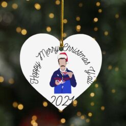 Ted Lasso Merry Christmas Y'all 2021 ornament $12.75 Merry Christmas Yall 2021 orrnament heart mockup