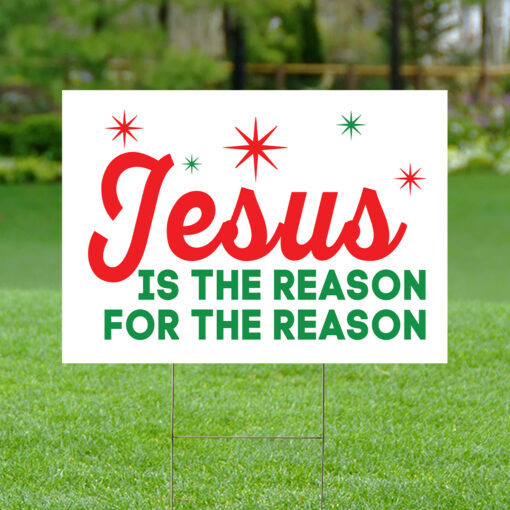 Jesus is the Reason for the Season Yard Sign with Metal Stakes Garden Lawn Signs 