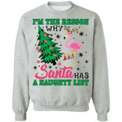Flamingo I'm the reason why santa has a naught list Christmas sweater $19.95 redirect10222021041031