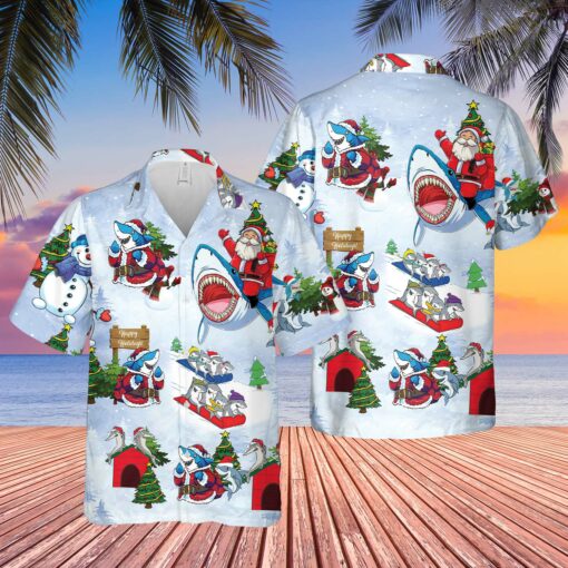 Shark Christmas Hawaiian shirt $31.95 Shark Christmas Hawaiian shirt