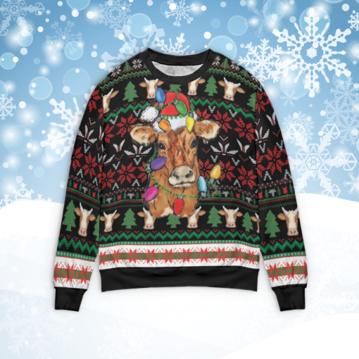Cows ugly Christmas sweater $39.95 T182A Sweater mockup