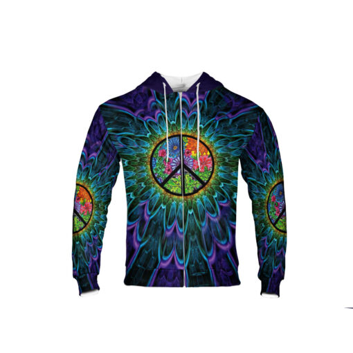 Psychedelic hippie peace zip hoodie