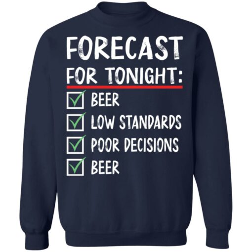 Forecast for tonight beer low standards poor decisions shirt $19.95 redirect11212021221155 5