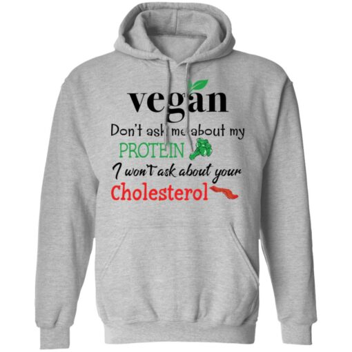 Vegan don’t ask me about my protein i won't ask about your cholesterol shirt $19.95 redirect11252021061118 2
