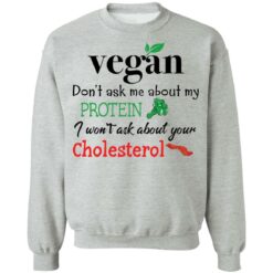 Vegan don’t ask me about my protein i won't ask about your cholesterol shirt $19.95 redirect11252021061118 4