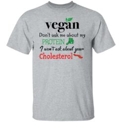 Vegan don’t ask me about my protein i won't ask about your cholesterol shirt $19.95 redirect11252021061118 7