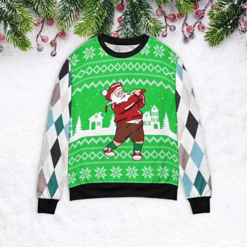 Golfer Santa Ugly Christmas sweater $39.95 Golfer Santa Unisex 3D Ugly Christmas Sweater mockup