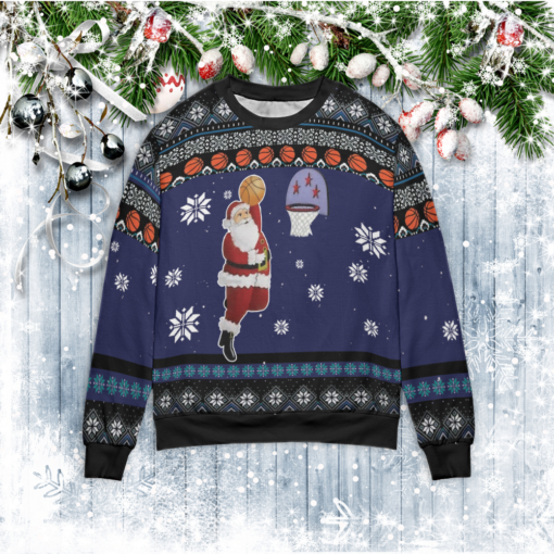 Santa Play Basketball Ugly Christmas Sweater $39.95 Santa Play Basketball Ugly Christmas Sweater mockup