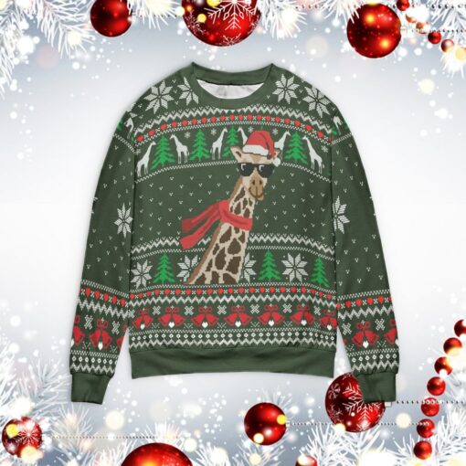 Giraffe ugly Christmas sweater $39.95 ugly sweater christmas girafee mockup min