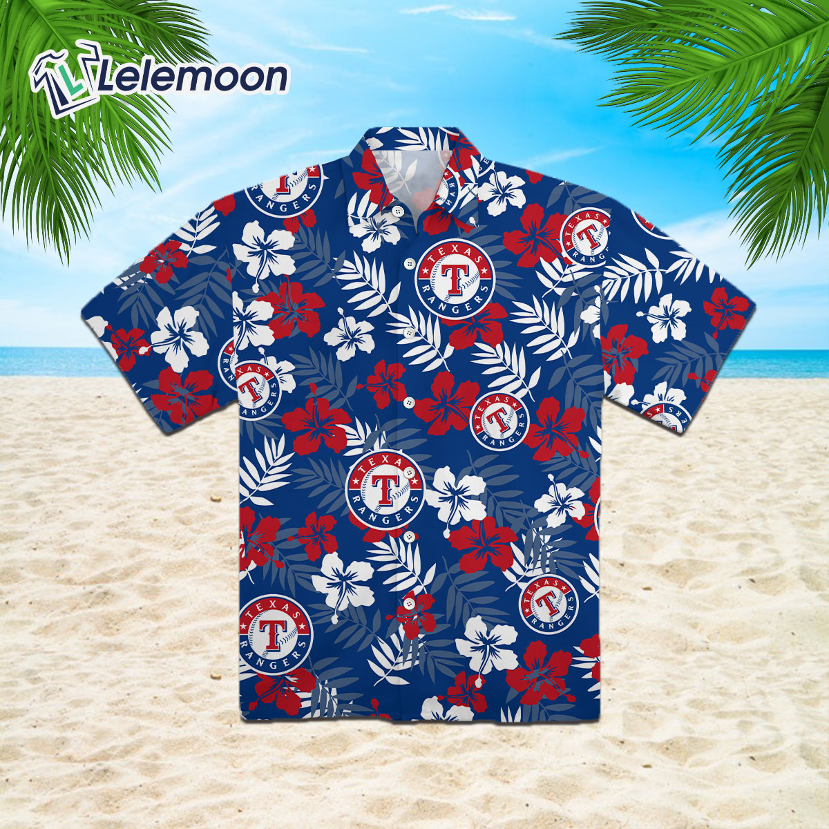 Customized Texas Rangers Blue With White Red And Team Hawaiian Shirt - Owl  Ohh