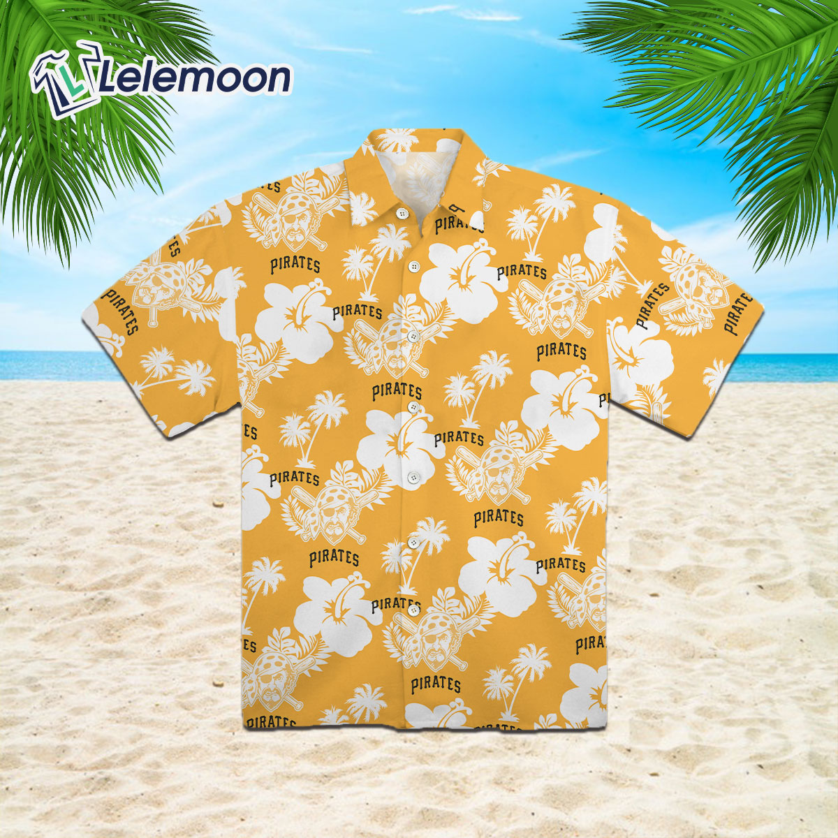 Pittsburgh Pirates Floral Hawaiian Shirt XL SGA Yellow Black Baseball  Pineapple
