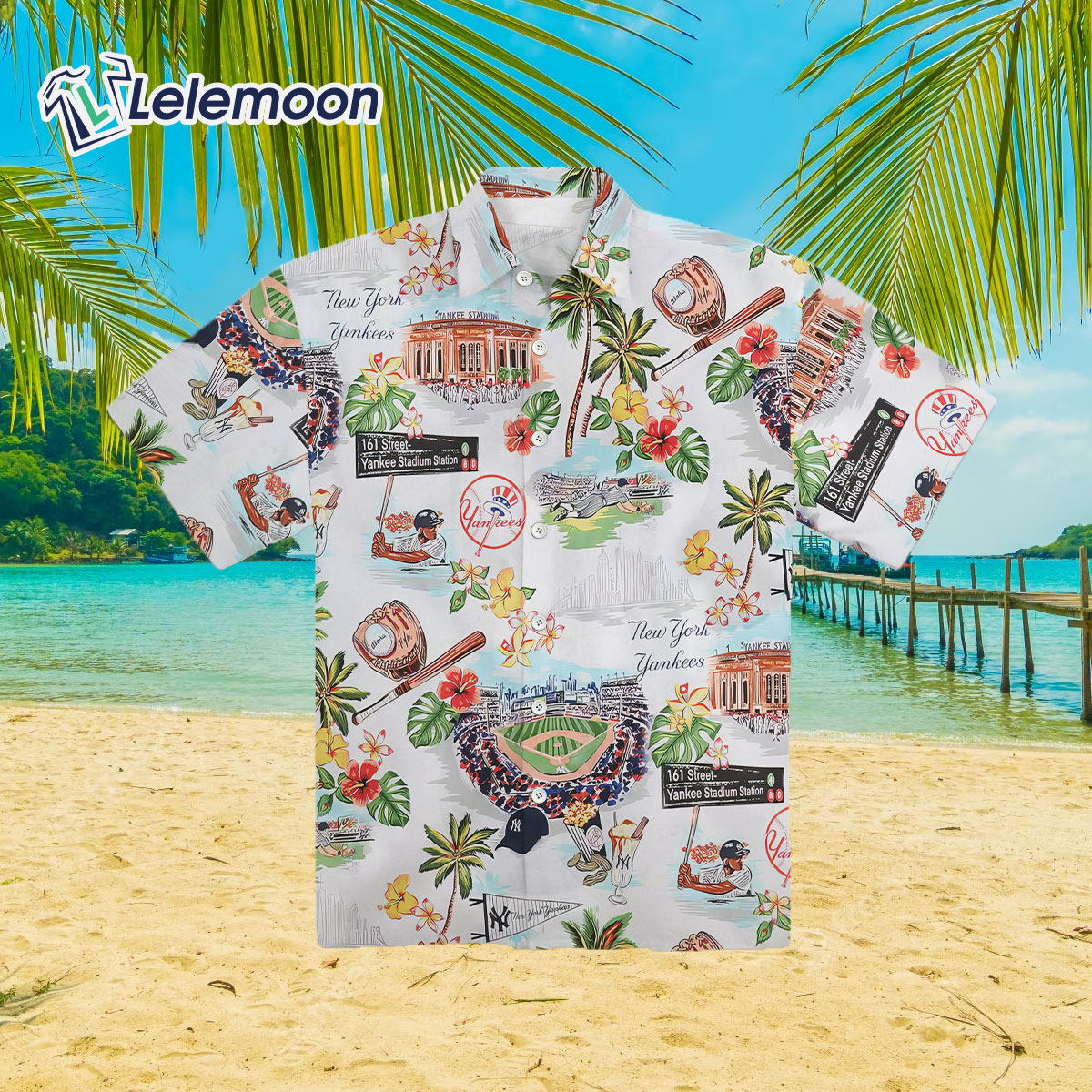 Ny Yankees Short Sleeve Aloha Hawaiian Shirt And Shorts Beach Gift
