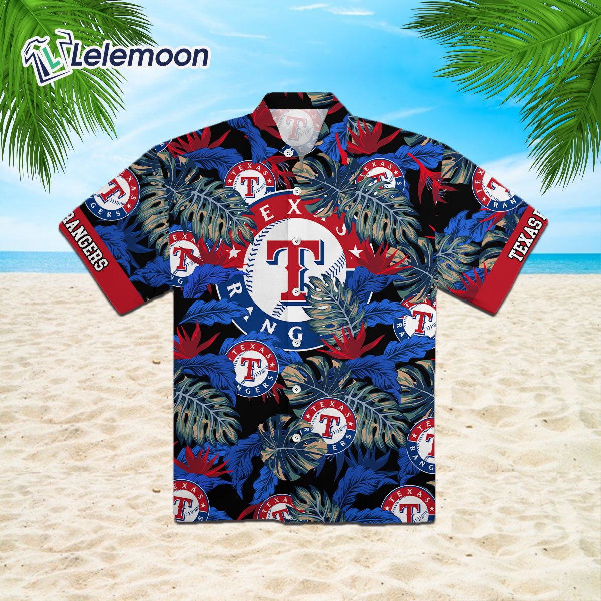 Texas Rangers Hawaiian Shirt Red Coconut Tree Logo Texas Rangers