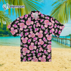 Fuchsia Pink Floral Minnie Ears Hawaiian Shirt - Lelemoon