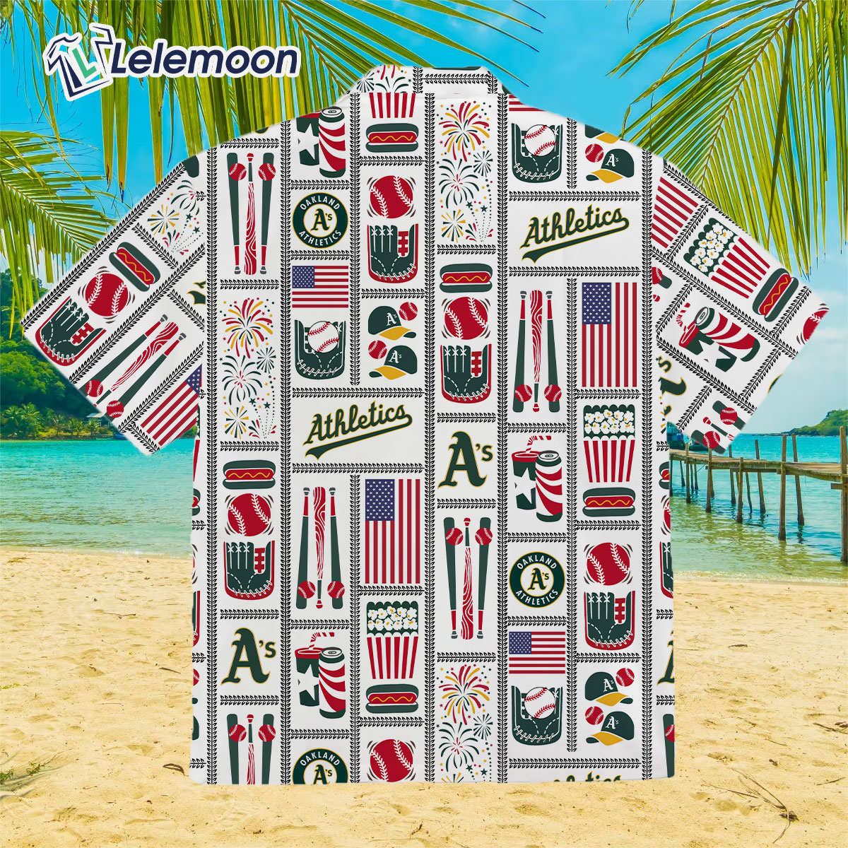 Oakland Athletics Palm Tree Hawaiian Shirt - Lelemoon