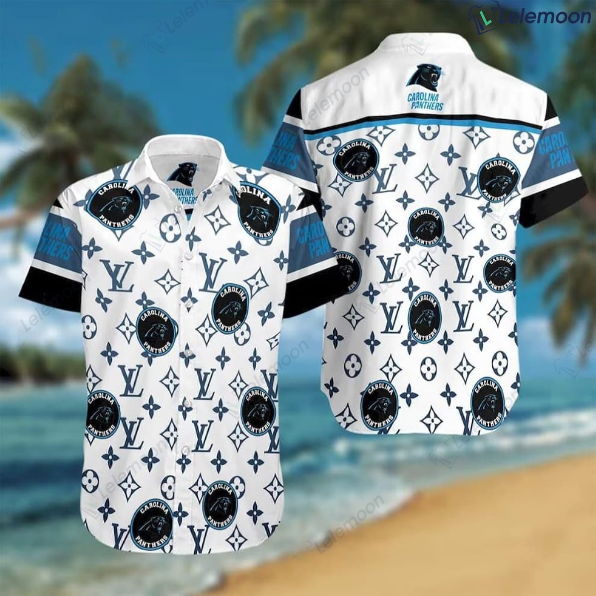 Carolina Panthers Symbol Luxury Hawaiian Button Up Shirt - Lelemoon
