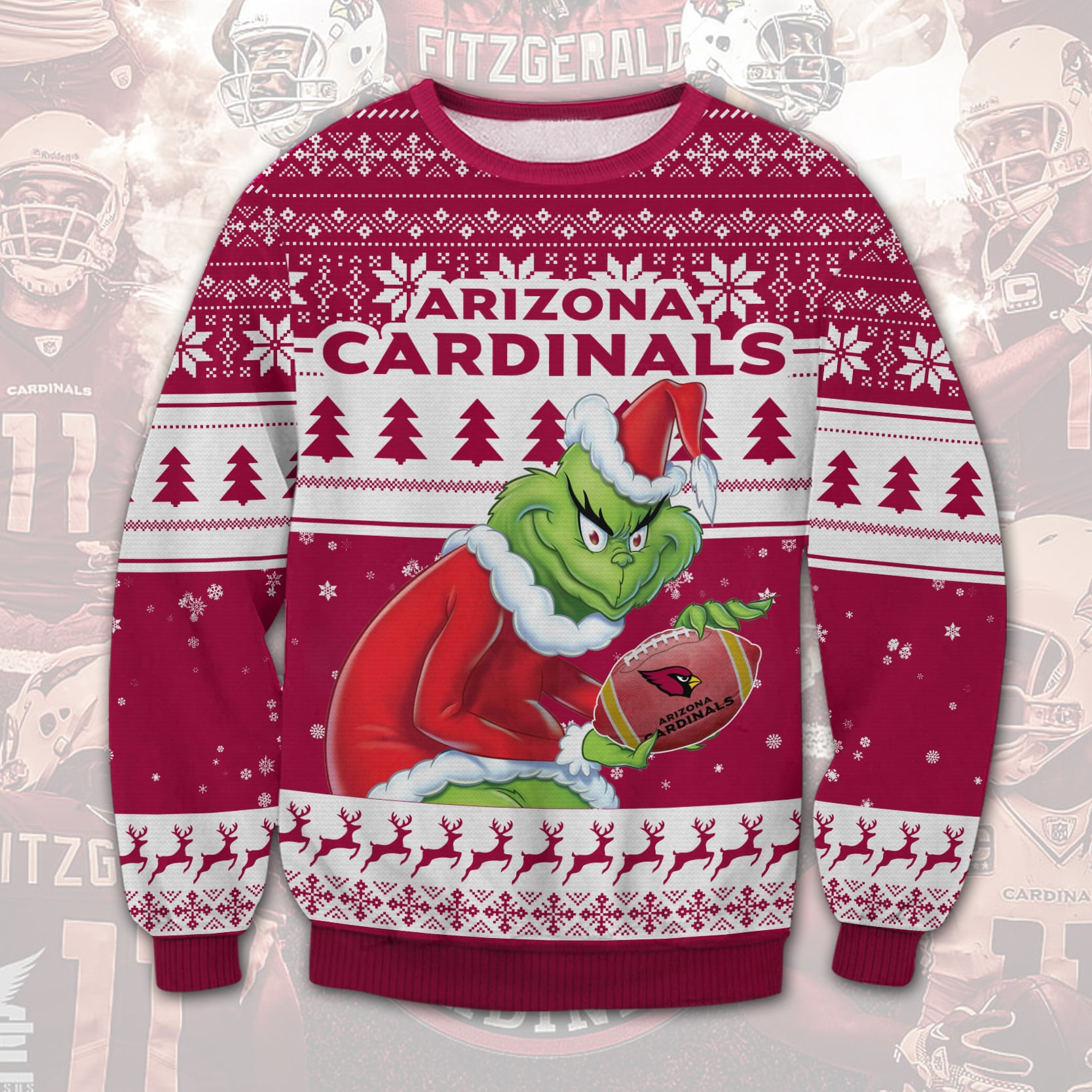 Arizona Cardinals Grnch Christmas Sweater - Lelemoon