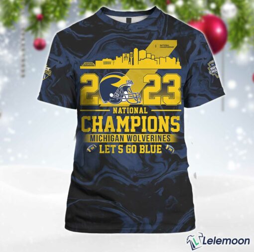 Michigan Football 2023 National Champions Let's Go Blue Shirt $30.95